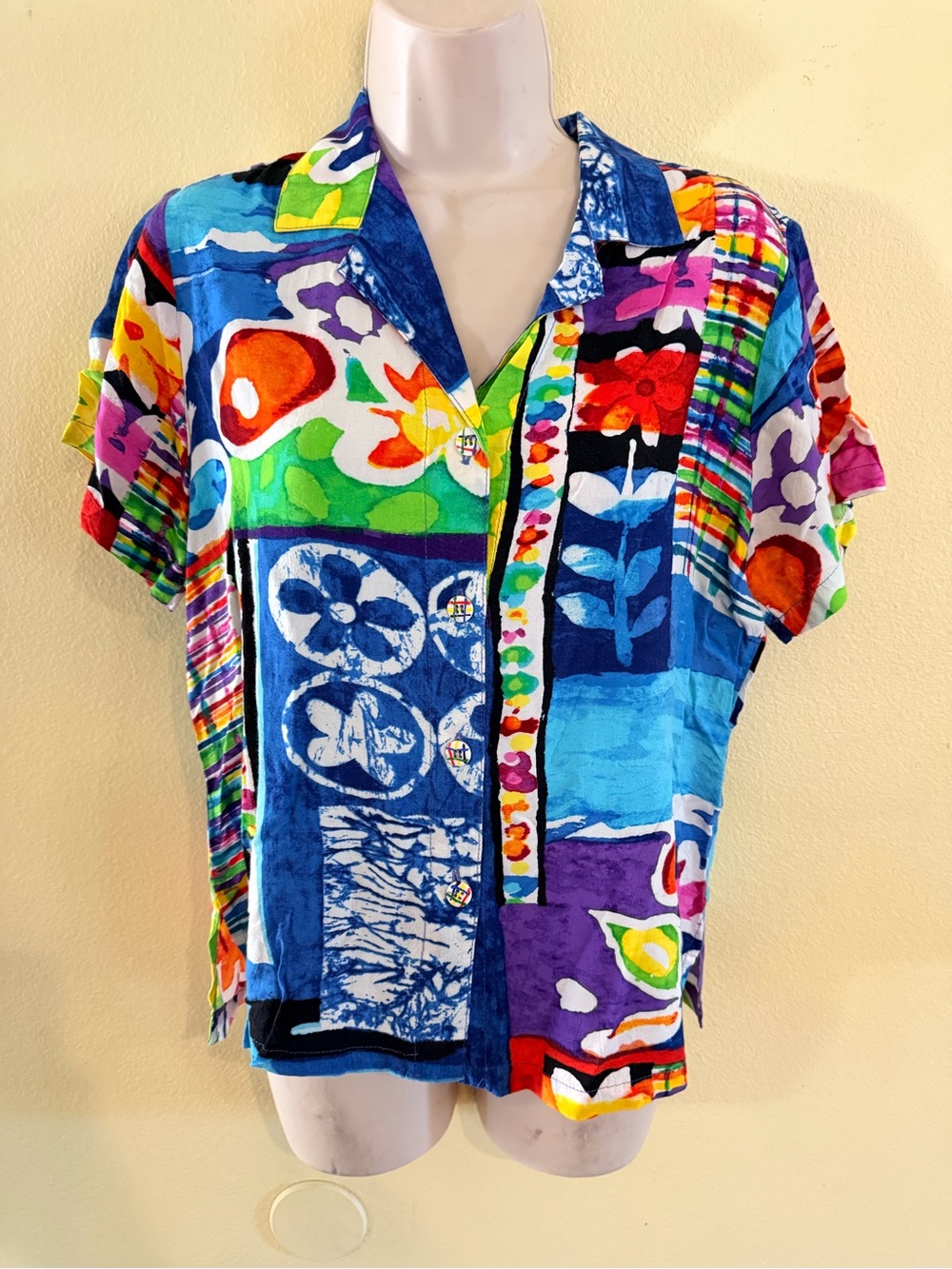 Jams World Multicolor Floral Patch Short Sleeve Top